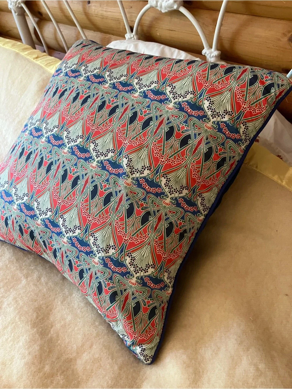 Alice Caroline made in England 100% cotton pillow with velvet & feather insert
